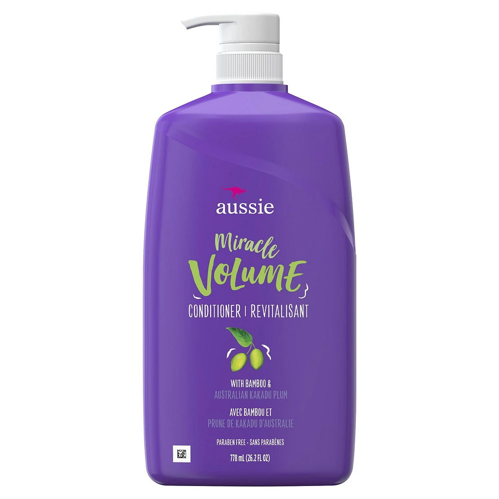 Aussie Miracle Volume with Plum & Bamboo, Paraben Free Conditioner, 778 mL