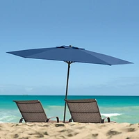 CorLiving 7.5ft Portable Beach Umbrella with Sand/Dirt Anchor and Travel Bag - Compact Sun and Shade Umbrella, Patio and Picnic, Summer Beach Umbrella Solution