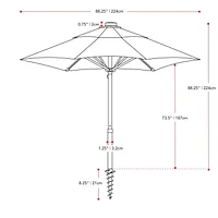 CorLiving 7.5ft Portable Beach Umbrella with Sand/Dirt Anchor and Travel Bag - Compact Sun and Shade Umbrella, Patio and Picnic, Summer Beach Umbrella Solution