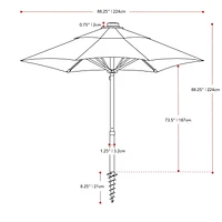 CorLiving 7.5ft Portable Beach Umbrella with Sand/Dirt Anchor and Travel Bag - Compact Sun and Shade Umbrella, Patio and Picnic, Summer Beach Umbrella Solution