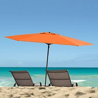 CorLiving 7.5ft Portable Beach Umbrella with Sand/Dirt Anchor and Travel Bag - Compact Sun and Shade Umbrella, Patio and Picnic, Summer Beach Umbrella Solution