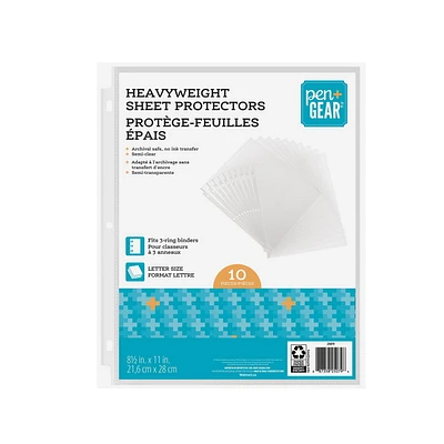 PEN+GEAR HEAVY WEIGHT SHEET PROTECTORS, 10 Count, PG HEAVY WEIGHT SHEET PROTECTORS 10