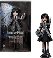 Monster High Wednesday Collectible Doll, Wednesday Addams in Nevermore Academy Uniform with Thing