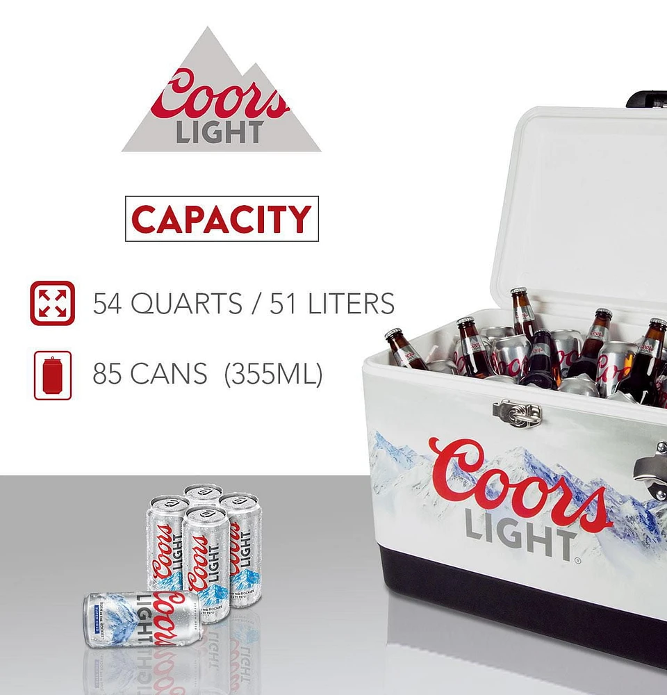 Coors Light 54-Quart Ice Chest Cooler with Bottle Opener, 51L