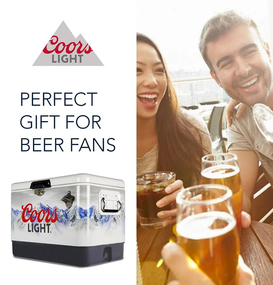 Coors Light 54-Quart Ice Chest Cooler with Bottle Opener, 51L