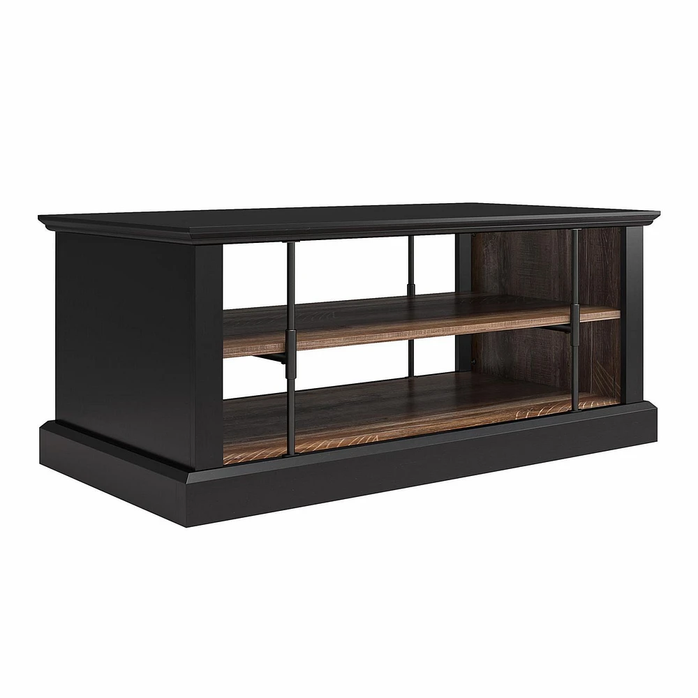 Ameriwood Home Hoffman Two-Toned Rustic Coffee Table with 2 Shelves, Black and Walnut