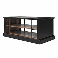 Ameriwood Home Hoffman Two-Toned Rustic Coffee Table with 2 Shelves, Black and Walnut