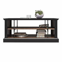 Ameriwood Home Hoffman Two-Toned Rustic Coffee Table with 2 Shelves, Black and Walnut