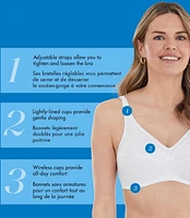 Bestform 9706233 Floral Trim Wireless Cotton Bra with Lightly-Lined Cups, Sizes 38C-44D