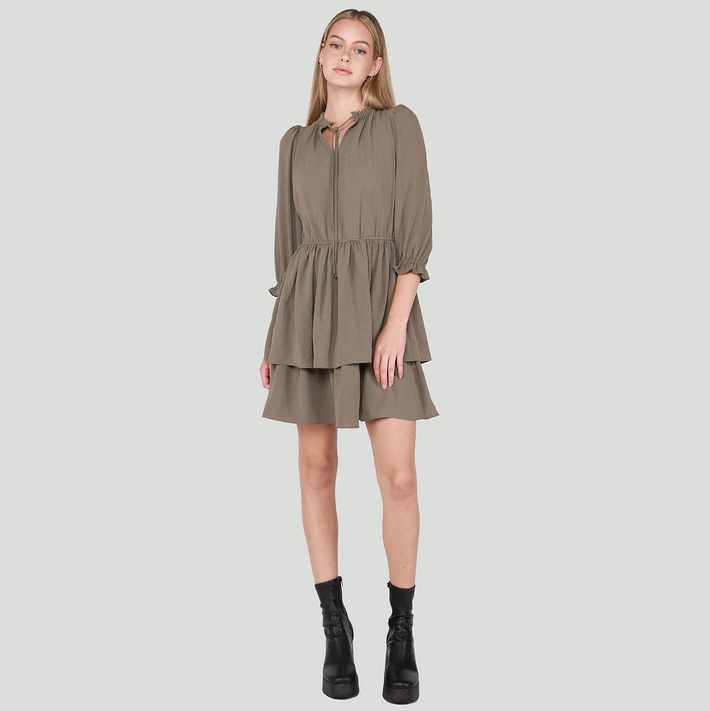 DV Three quarter sleeve, V-neck mini dress
