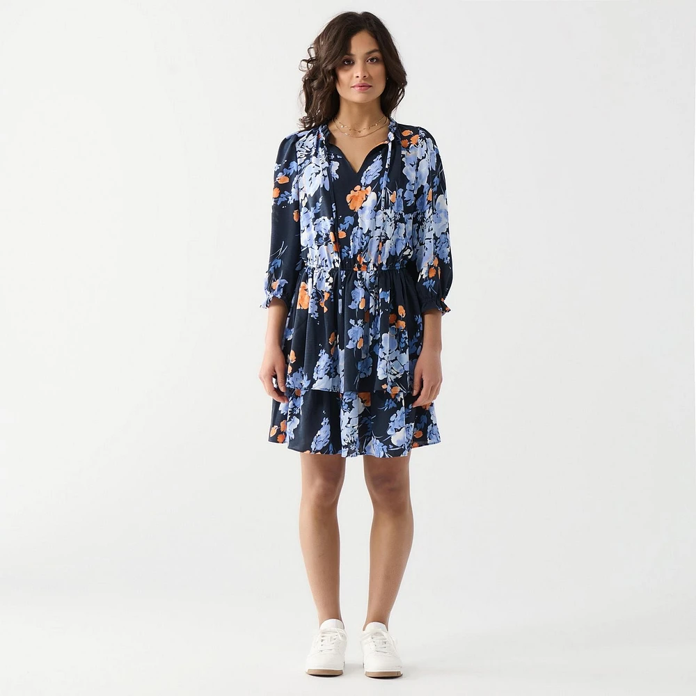 DV Mini-robe à manches trois quarts et col en V