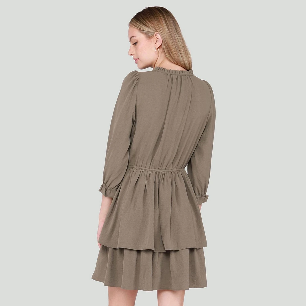 DV Three quarter sleeve, V-neck mini dress