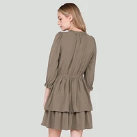 DV Three quarter sleeve, V-neck mini dress