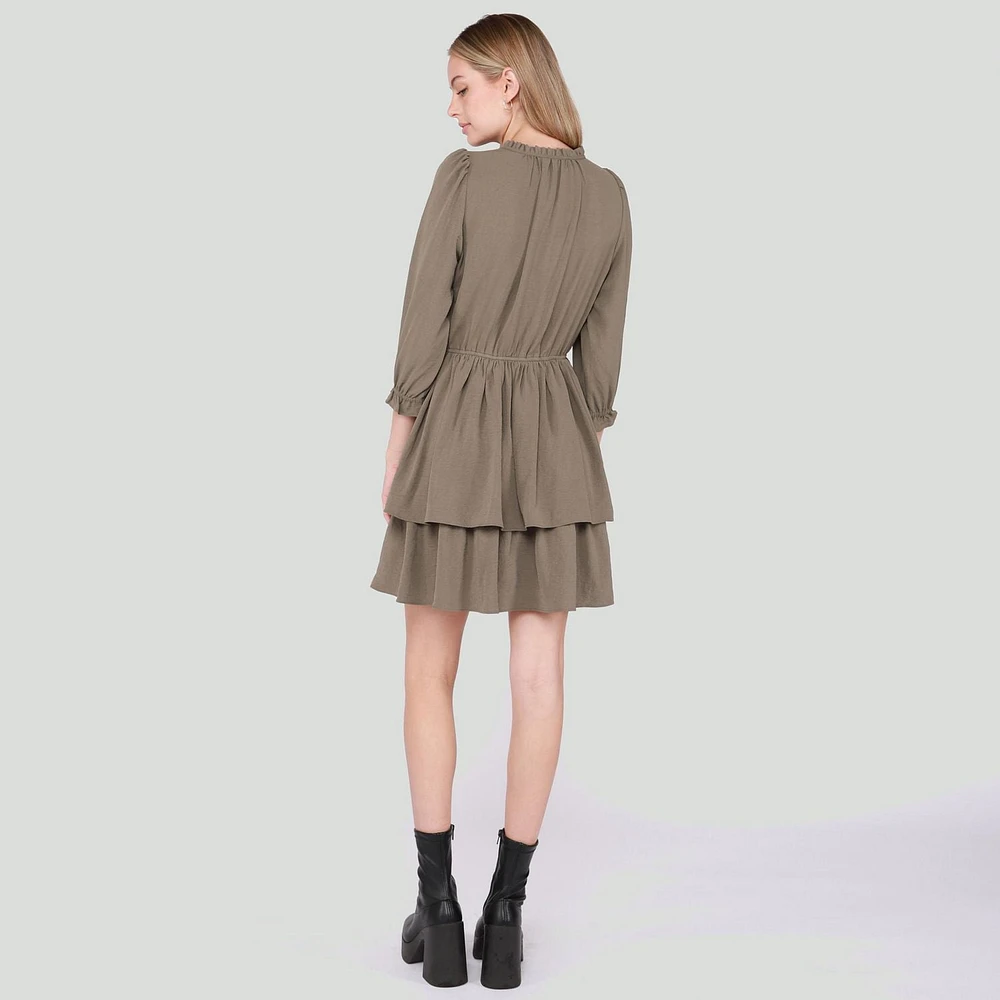 DV Three quarter sleeve, V-neck mini dress