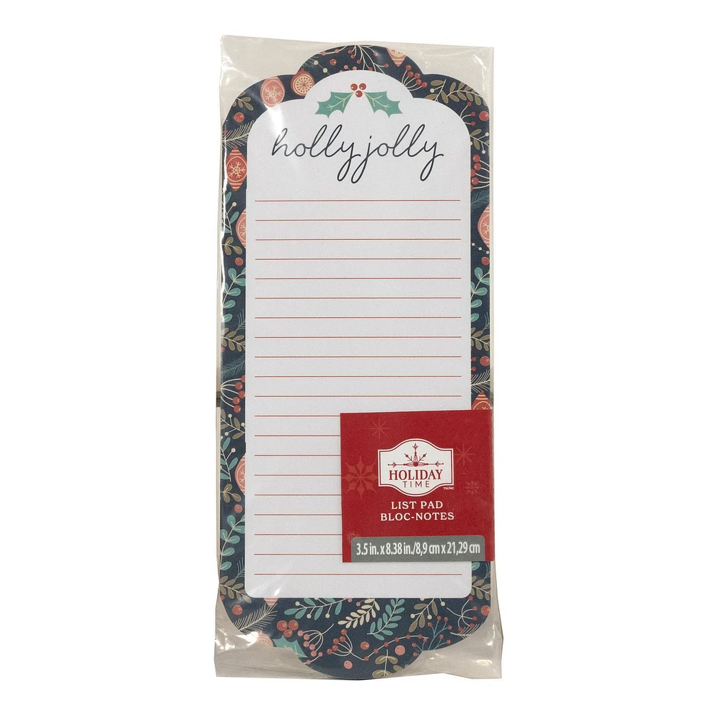 Holiday Time Holly Jolly Christmas List Pad, Holly Jolly List Pad