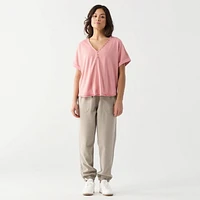 DV Chemise à manches courtes, ample, à poignets roulés et boutonnée sur le devant.