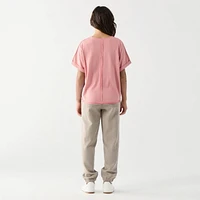 DV Chemise à manches courtes, ample, à poignets roulés et boutonnée sur le devant.