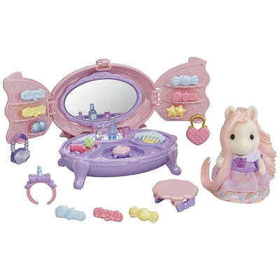 Calico Critters Pony's Vanity Dresser Set, Dollhouse Compact Playset avec figurine et accessoires