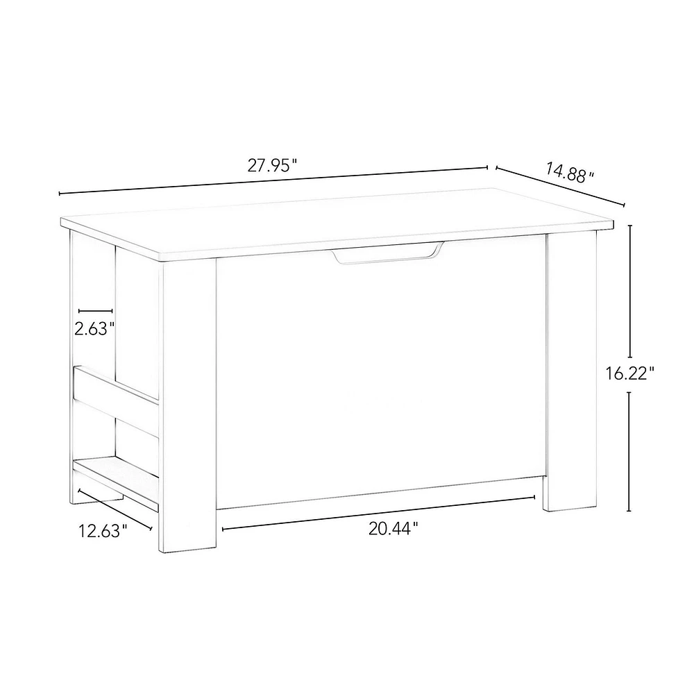 Book Nook Kids Toy Storage Box with Front Bookrack – White