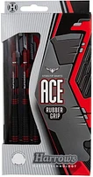 Harrows Ace Rubber Grip Darts - Includes Three Steel-Tip Solid-Brass Darts, Three Supergrip Shafts & Three Marathon Flights - 26 Grams