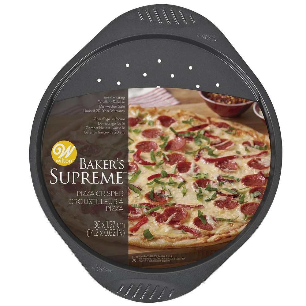 Wilton Baker's Supreme Premium Non-Stick Bakeware Pizza Crisper, Pizza Pan, 14"