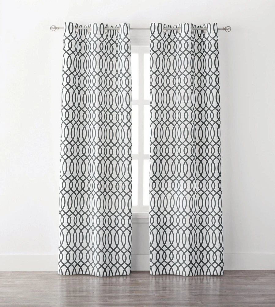 Mainstays Lattice Pearl Curtain Panel Pair, 2 Panels: 40"x 84" Each