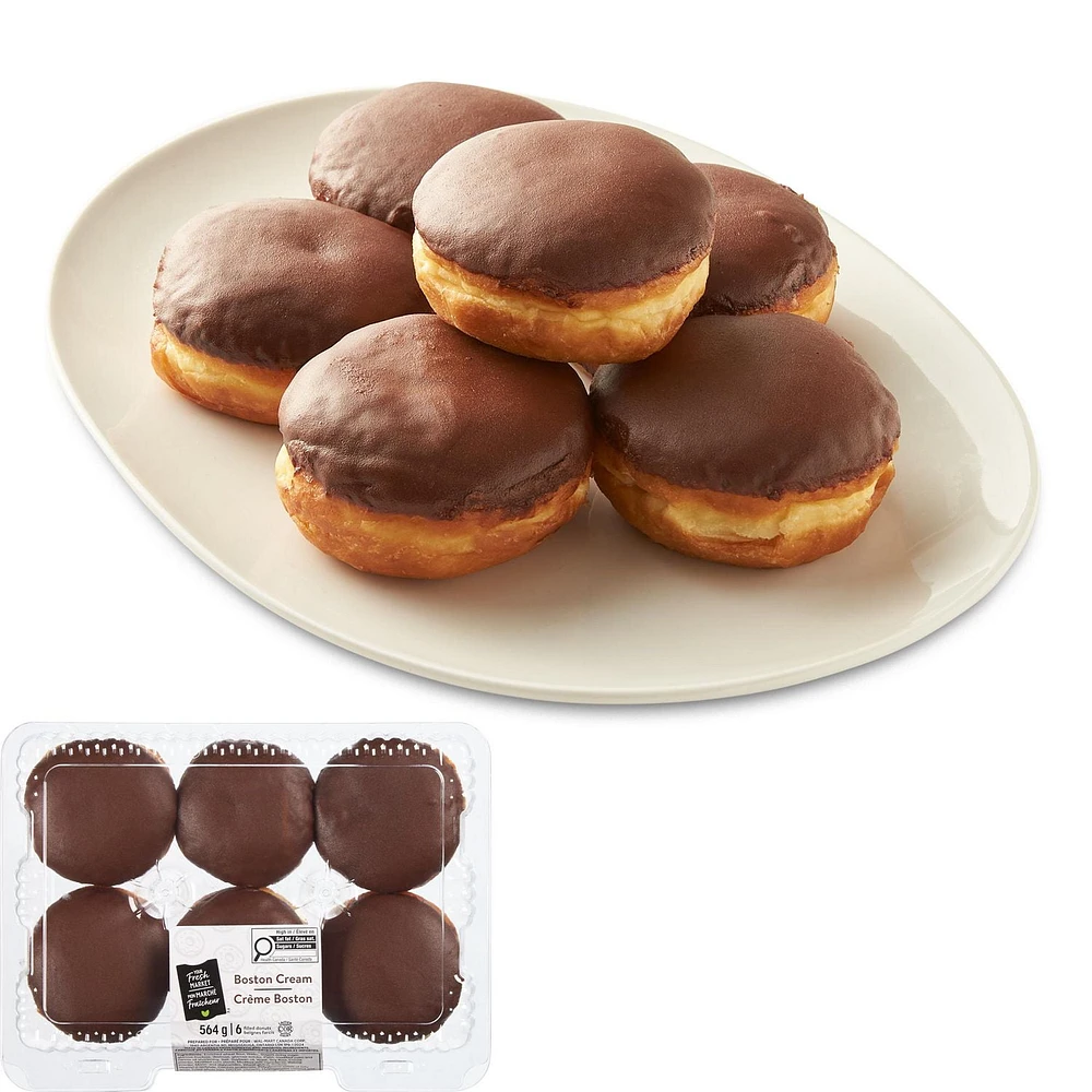 Your Fresh Market Boston Cream Filled Donuts, 6 donuts, 564 g total