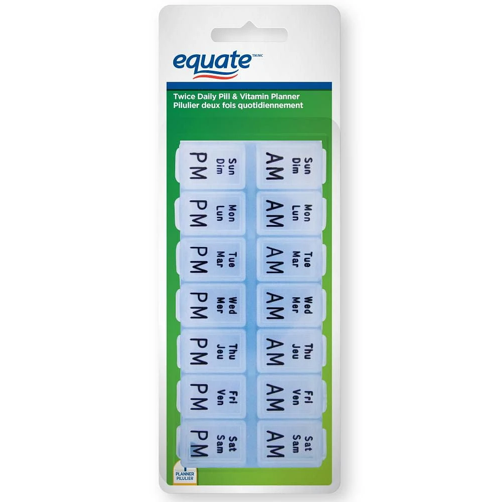 Equate Twice Daily Pill & Vitamin Planner, Fourteen compartments