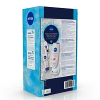 NIVEA Feel Pampered Skincare Routine, Holiday Gift Set, 4 pieces