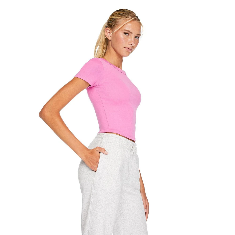T-shirt côtelé coupe bébé No Boundaries pour femmes Tailles TP–TTG