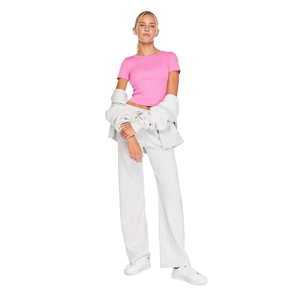 T-shirt côtelé coupe bébé No Boundaries pour femmes Tailles TP–TTG