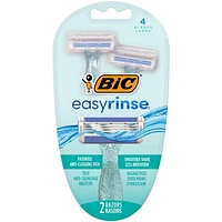 BIC EasyRinse Anti-Clogging Women's Disposable Razors for a Smoother Shave With Less Irritation*, Shaving Razors With 4 Blades, 2 Count, 2 Pack