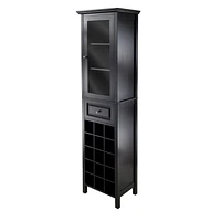 Winsome Burgundy Wine Display Tower, Black - 20667