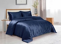 Swift Home Solid Crushed Velvet Duvet Cover Set