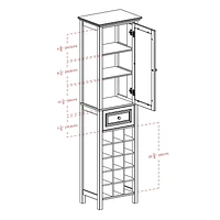 Winsome Burgundy Wine Display Tower, Black - 20667