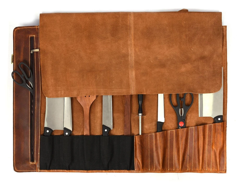 Tolredo Leather, Torino Ranch, Walnut Brown, Leather Knife Roll