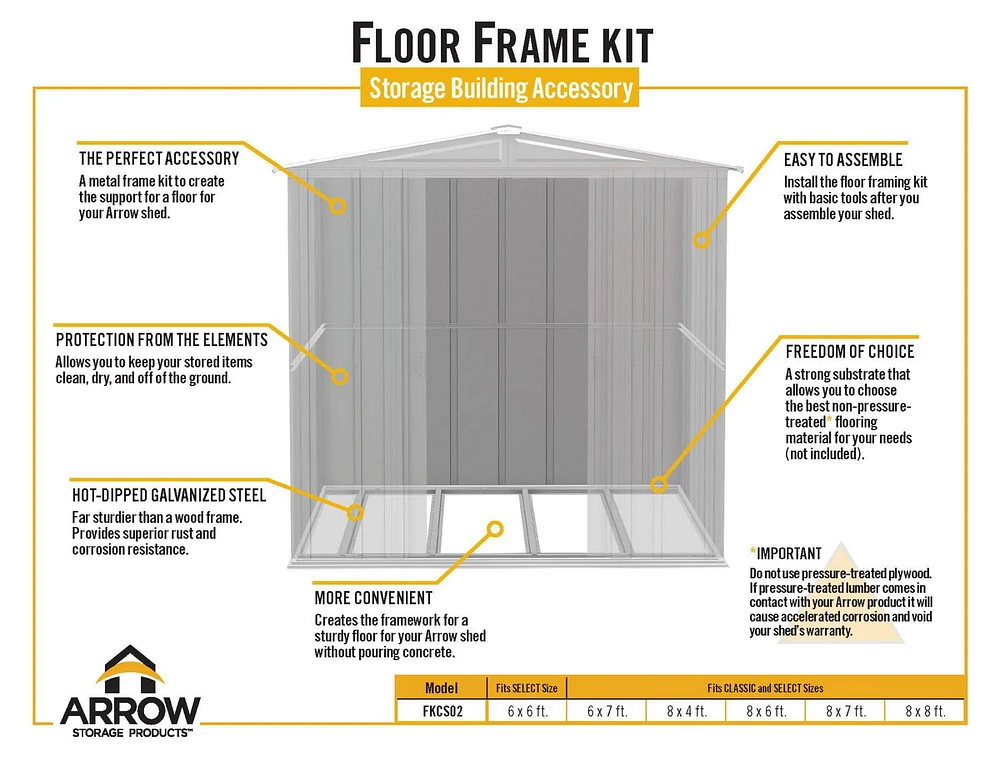 Arrow Classic Steel Storage Shed, 8x8, Flute Grey