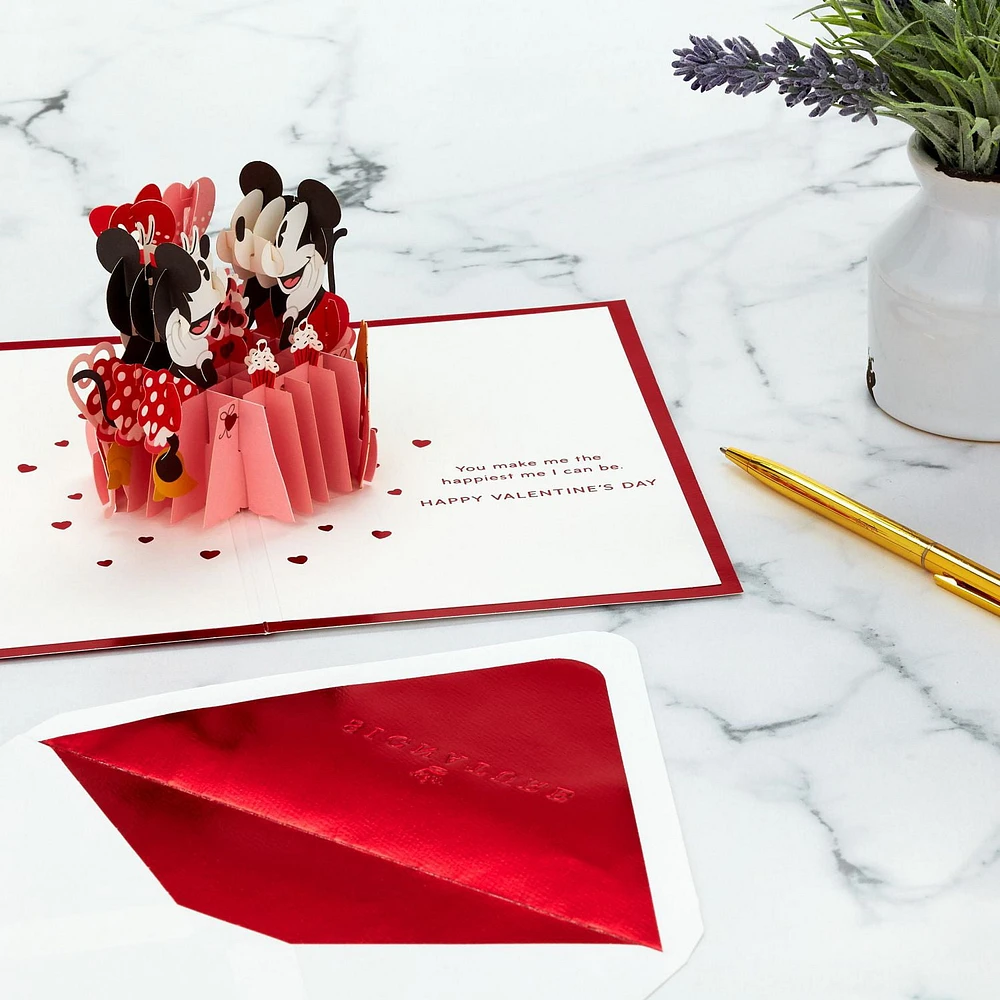 Hallmark Signature Paper Wonder Disney 3D Pop-up Valentine's Day Card for Husband, Wife, Boyfriend, Girlfriend (Mickey Mouse & Minnie Mouse)