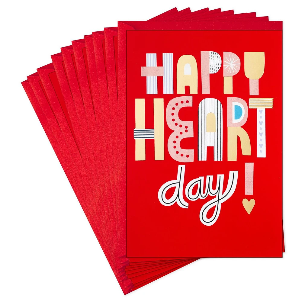 Hallmark Pack of Valentine's Day Cards or Galentine's Day Cards, Happy Heart Day (10 Valentine's Day Cards With Envelopes)