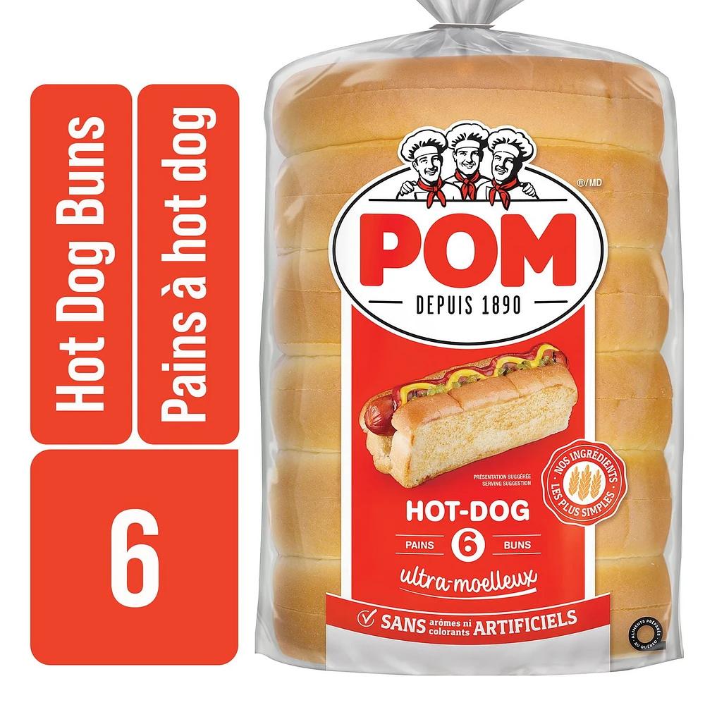 POM® Ultra-Soft™ Hot Dog Buns, Pack of 6