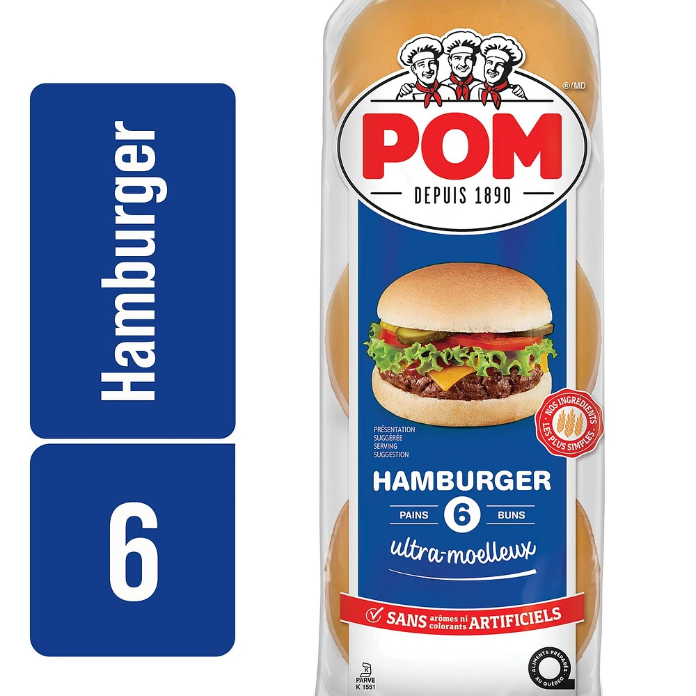 POM® Ultra Soft Hamburger Buns, Pack of 6