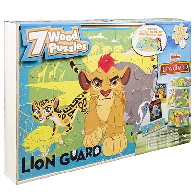 Lion Guard Jigsaw Puzzles for Kids, Set of 7 Wood Puzzles with Storage Box, for Families and Kids Ages 4 and up