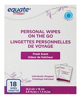 Equate Fresh Scent Personal Wipes On The Go, 18 Pack (14.2 cm x 19 cm)