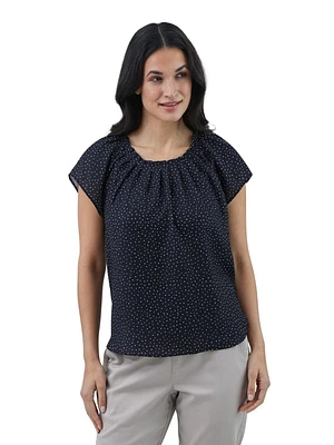 CHAPS SS PLEAT NECK
