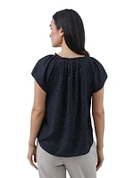CHAPS SS PLEAT NECK