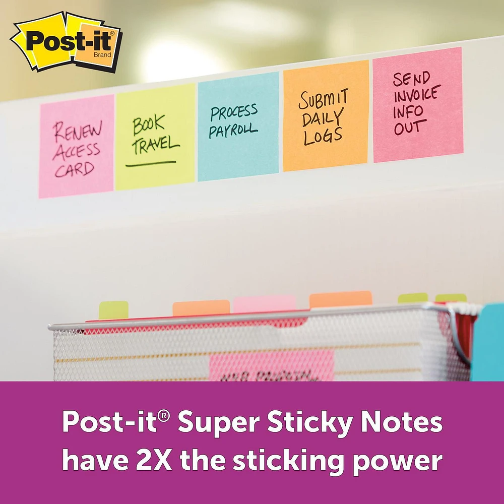 Post-it® Super Sticky Notes 3321-SSMIA-C, Miami Collection, 3 in x 3 in (76 mm x 76 mm), Post-it® Notes 3321-SSMIA-C