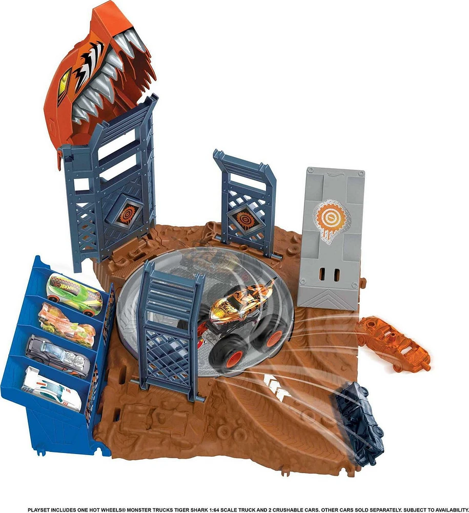 Hot Wheels Monster Trucks Arena Smashers Tiger Shark Spin-out Challenge