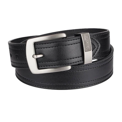 Ceinture noire en cuir industriel Genuine Dickies pour hommes avec logo d'anneau métallique de 40 mm