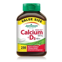 Jamieson Mega Cal Calcium 650 mg + Vitamin D3 400 IU Value Size, 250 Caplets