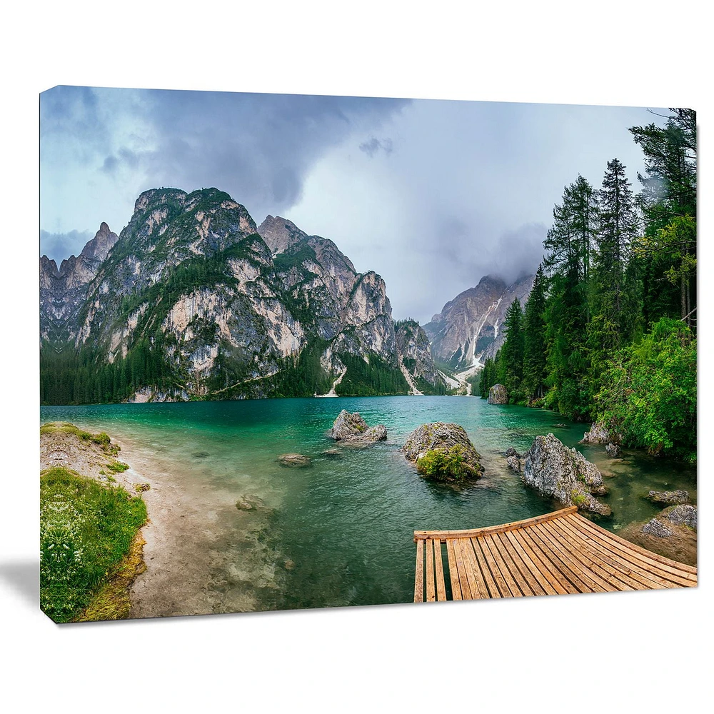 Design Art Lake between Mountains Landscape Photo Canvas Print